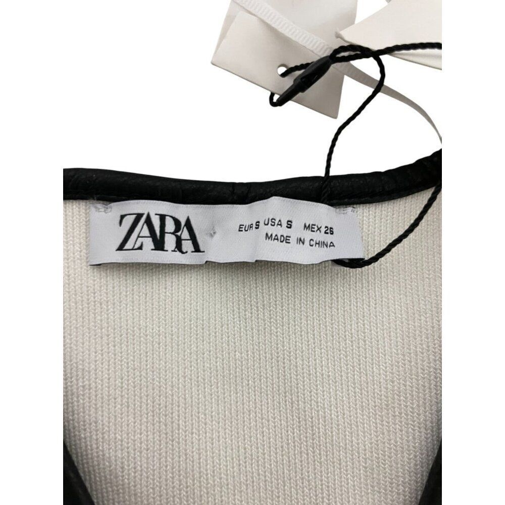 Zara Women Blazer Jacket Size S White Crossover Contrast black Trim 4192/105 NWT - Picture 6 of 12